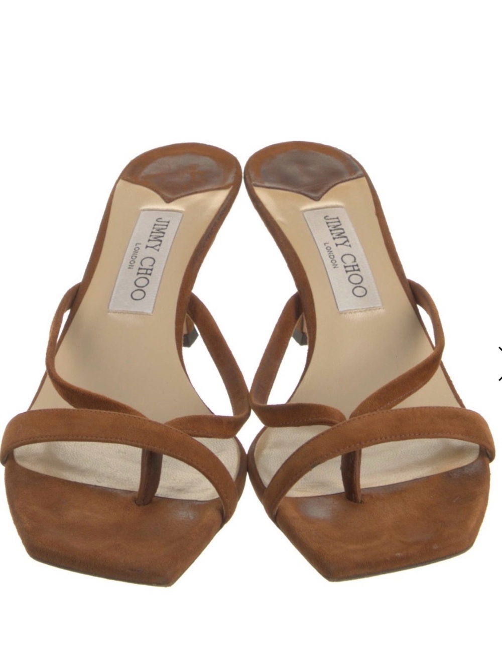 Jimmy Choo Tan Brown Suede Strappy Mule Sandals
